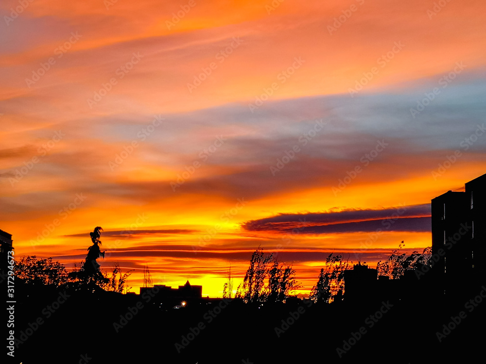 Spectacular view of Madrid at dusk