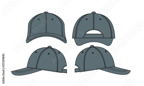 Classic Sports Cap Flat Illustration Black and White