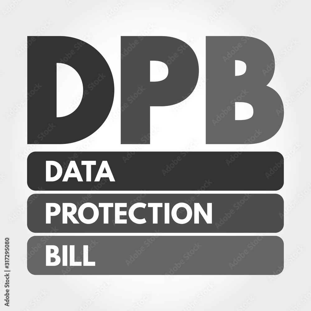DPB - Data Protection Bill acronym, technology concept background