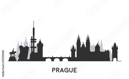 Prague skyline silhouette.