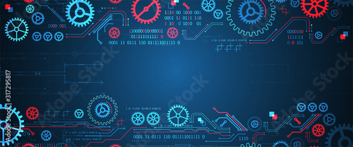 Abstract technology concept. Background with various cogwheels. Vector illustration.