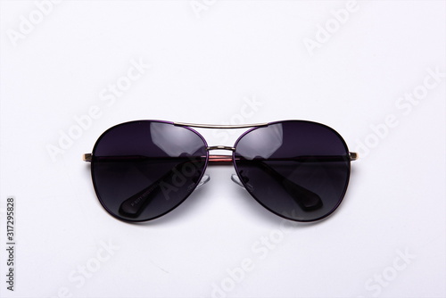 Fashionable sunglasses on a white background