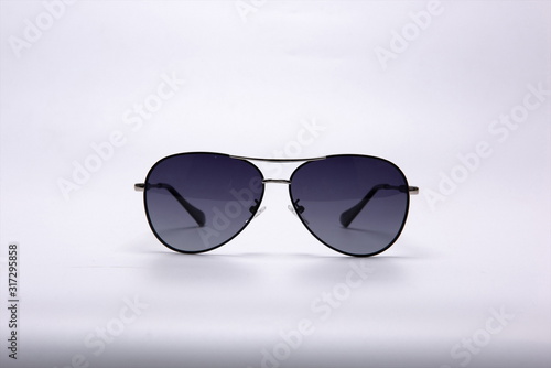 Fashionable sunglasses on a white background
