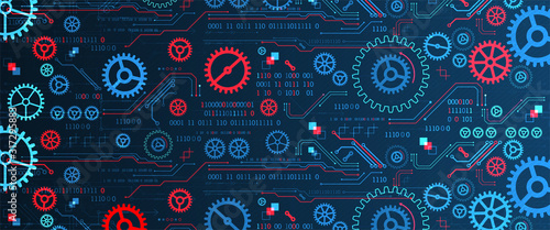 Abstract technology concept. Background with various cogwheels. Vector illustration.