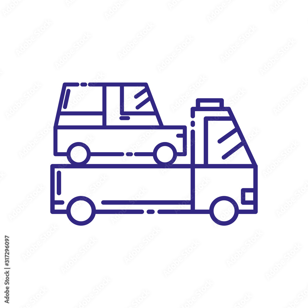 Isolated car over truck vehicle vector design