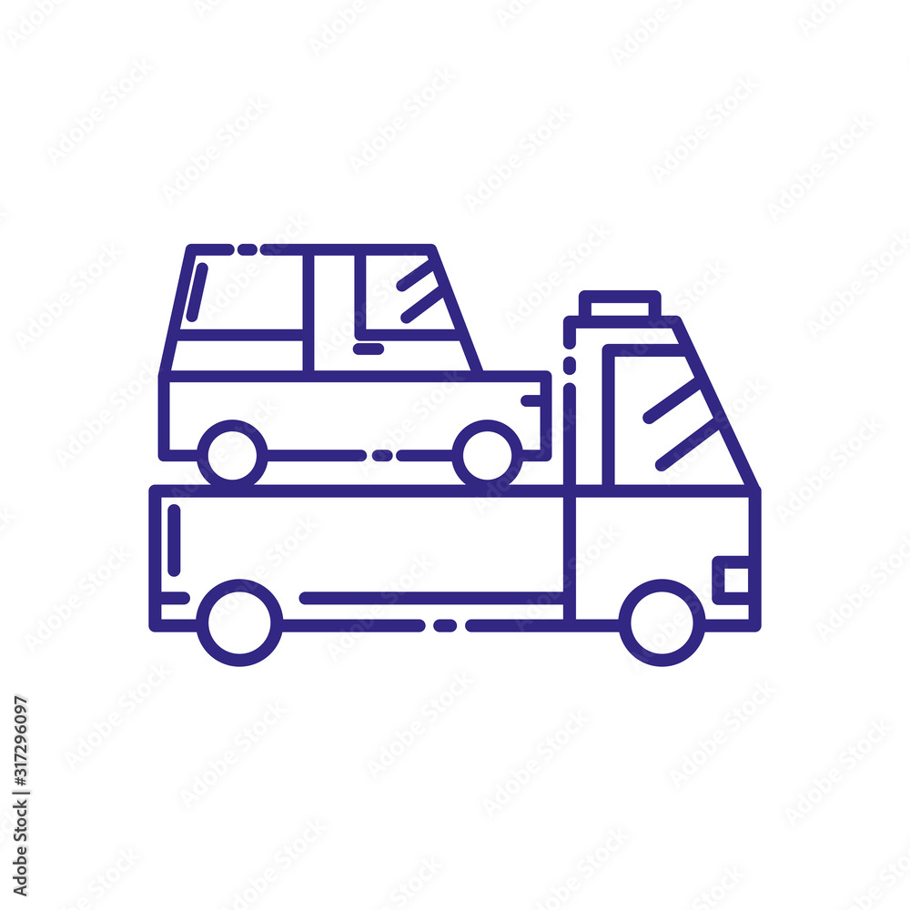 Isolated car over truck vehicle vector design Isolated car over truck vehicle vector design