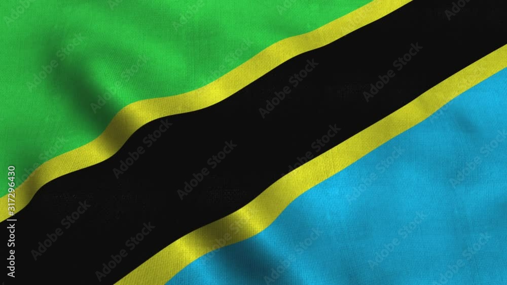 Tanzania flag waving in the wind. National flag United Republic of Tanzania Tanzania flag waving in the wind. National flag United Republic of Tanzania