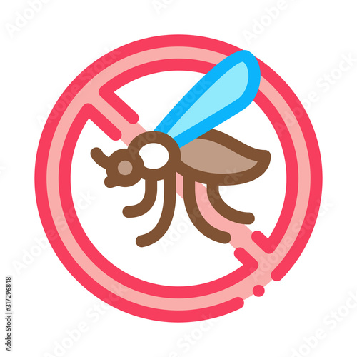 Crossed Mosquito Icon Vector. Outline Crossed Mosquito Sign. Isolated Contour Symbol Illustration