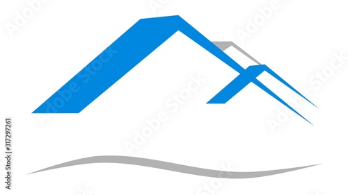 Hausdach, Haus, Dach, Grafik, Symbol, blau, grau