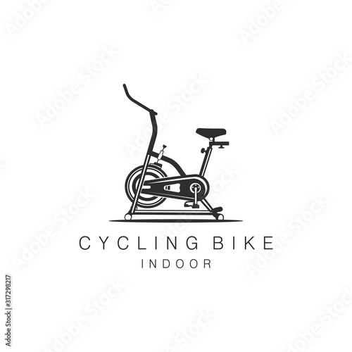 Cycling Exercise Machine Bicycle Indoor Studio Fitness Gym Activity Vector  Design Logo