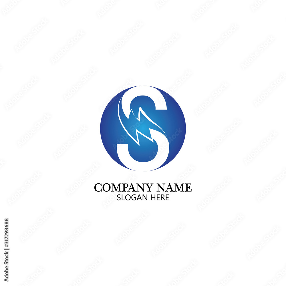 Fototapeta premium Flash s letter thunderbolt logo vector template icons