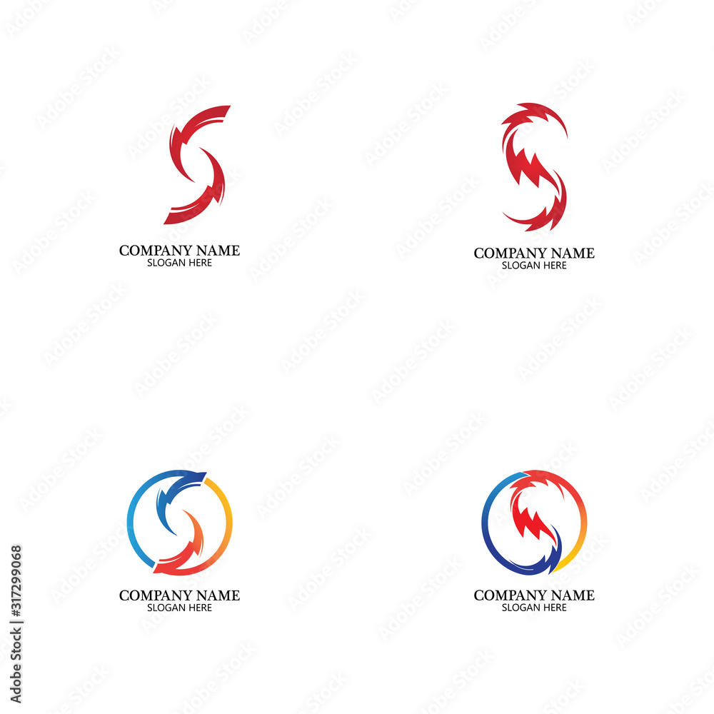 Fototapeta premium Flash s letter thunderbolt logo vector template icons