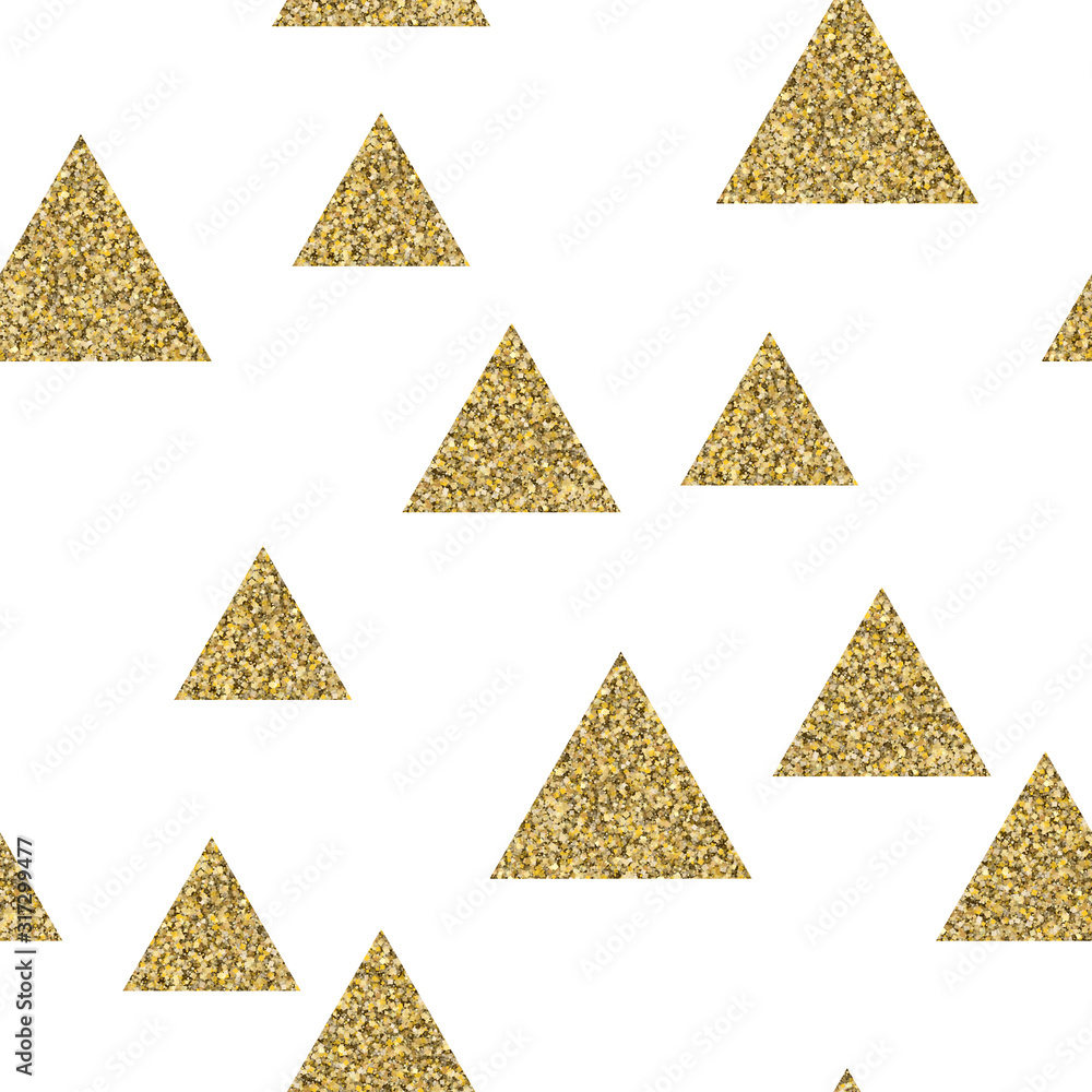 Gold glitter triangle confetti seamless pattern. Gold glitter triangle confetti seamless pattern.