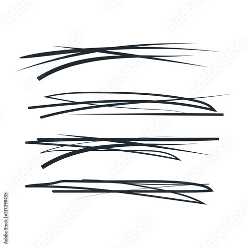 Handmade of underline strokes in marker brush doodle style template color editable. Various Shapes vector sign isolated on white background illustration for graphic and web design.