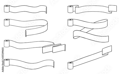 Set of unwound rolls of toilet paper with place for text. Vector illustration
