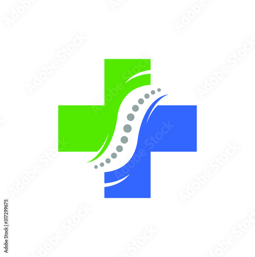 Chiropractic, massage, back pain and osteopathy vector illustration. Medical pharmacy logo template