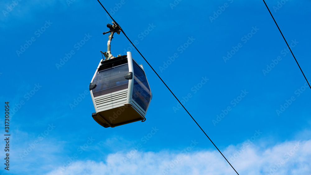 Cable car between coast and Montjuic hill, Barcelona, Spain Cable car between coast and Montjuic hill, Barcelona, Spain