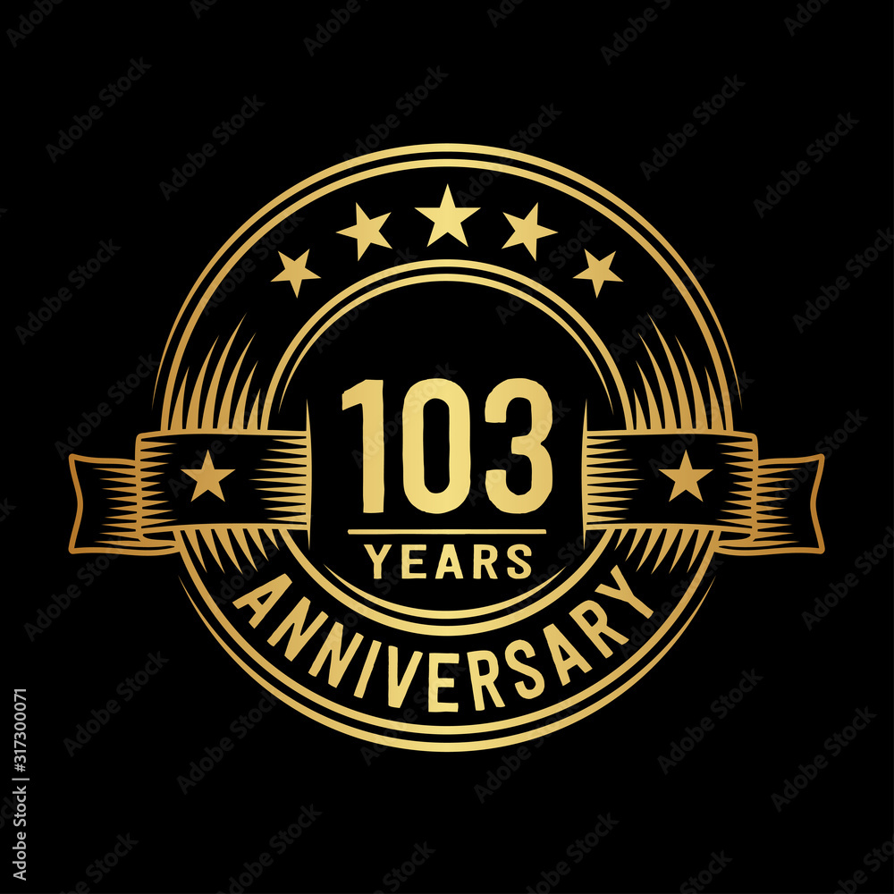 103 years anniversary celebration logotype. Vector and illustration.