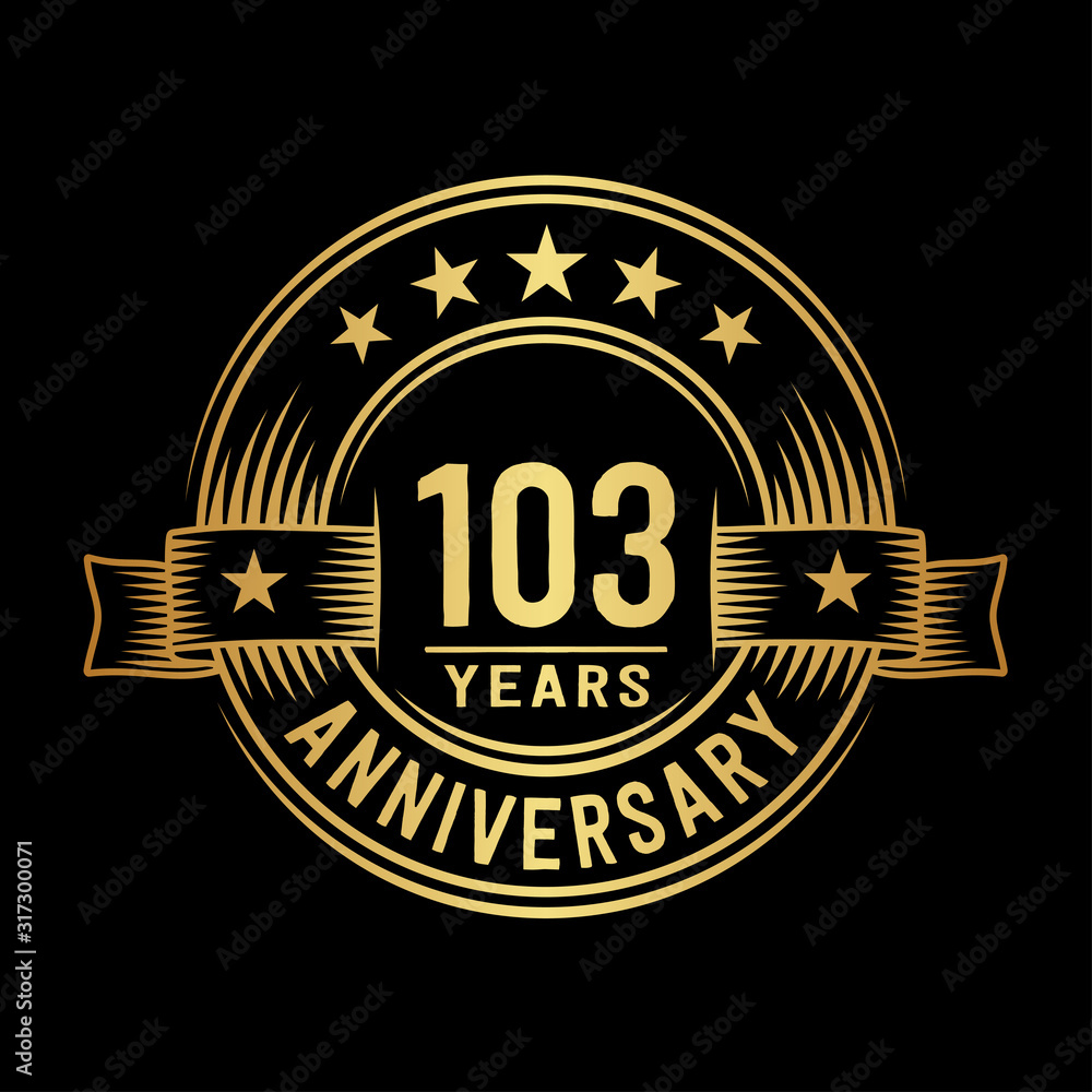 Fototapeta premium 103 years anniversary celebration logotype. Vector and illustration.