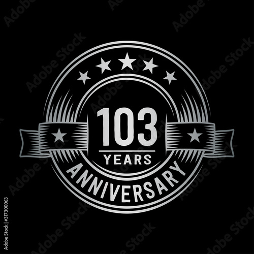 103 years anniversary celebration logotype. Vector and illustration.