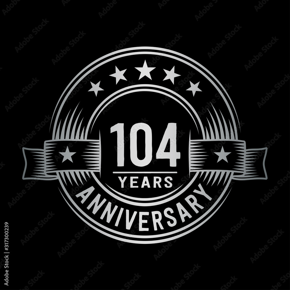 104 years anniversary celebration logotype. Vector and illustration.