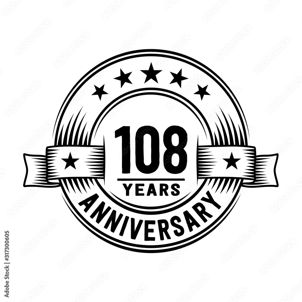 108 years anniversary celebration logotype. Vector and illustration.