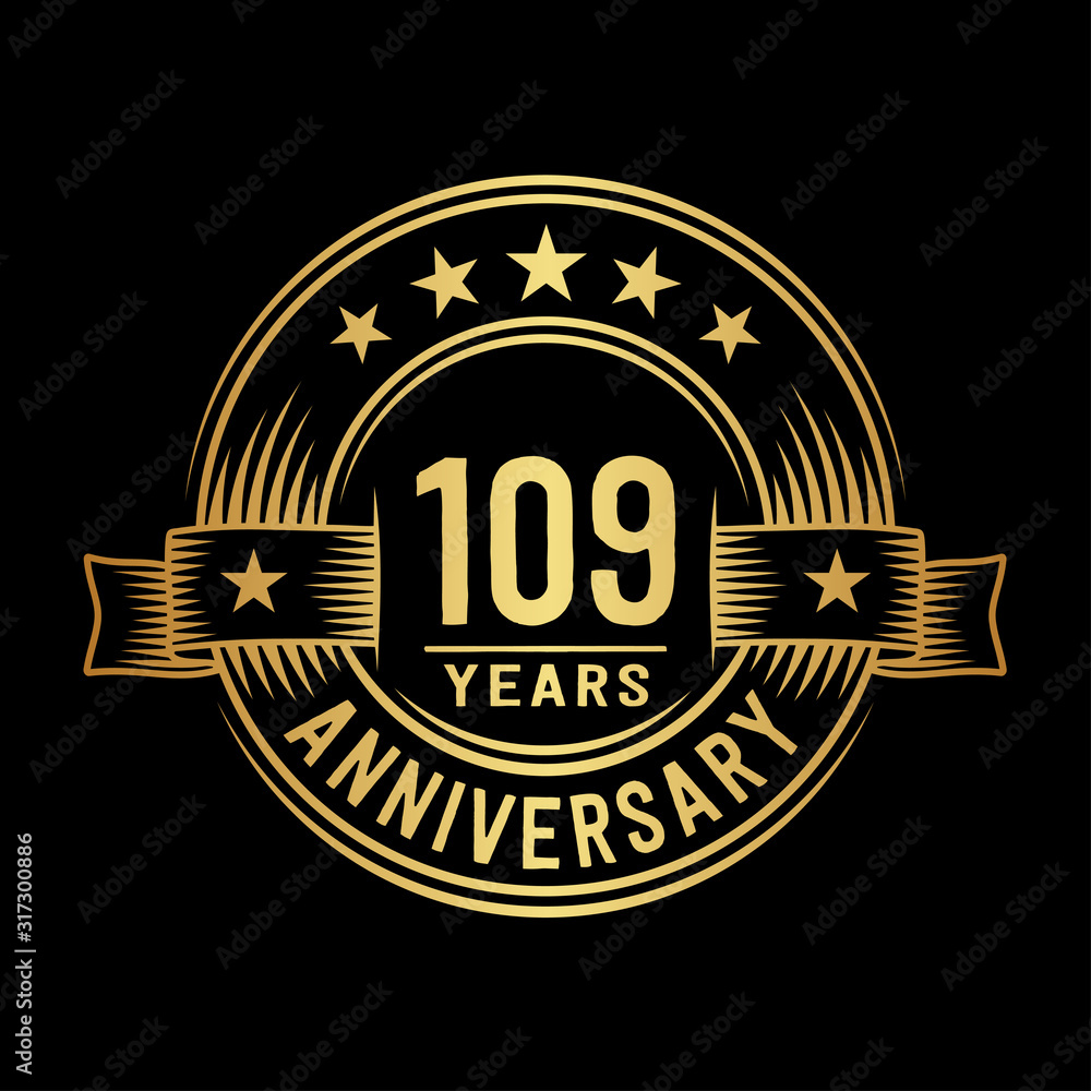 Fototapeta premium 109 years anniversary celebration logotype. Vector and illustration.
