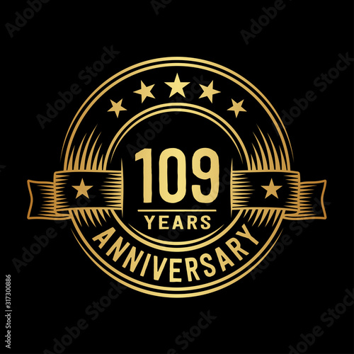 109 years anniversary celebration logotype. Vector and illustration.