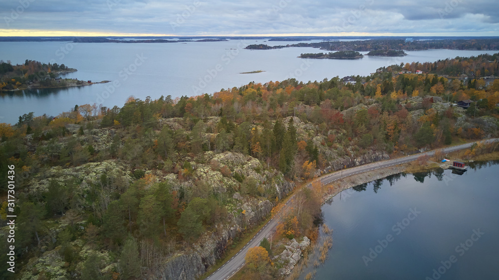 Beautiful view of the classic Swedish landscape from above.