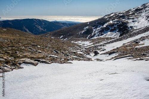 Snowy mountain pass