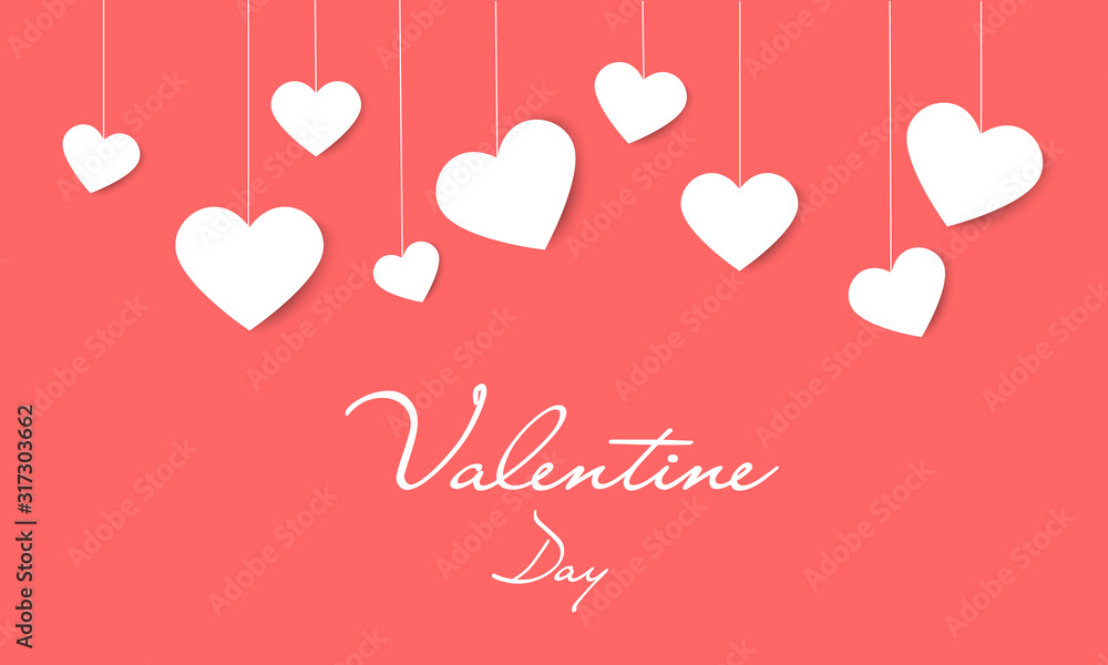 vector love and valentine day background with origami hanging heart.