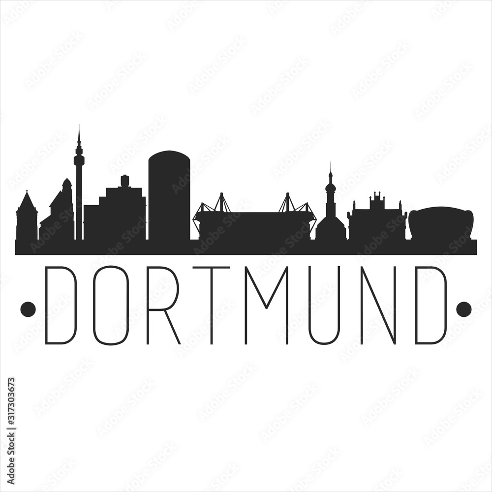 Dortmund Germany. City Skyline. Silhouette City. Design Vector. Famous Monuments.