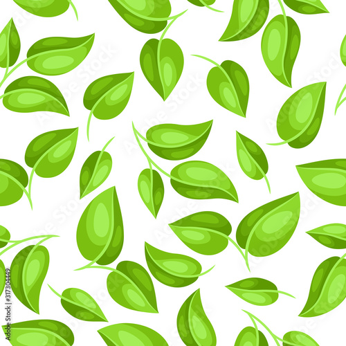 Seamless pattern with spring leaves.