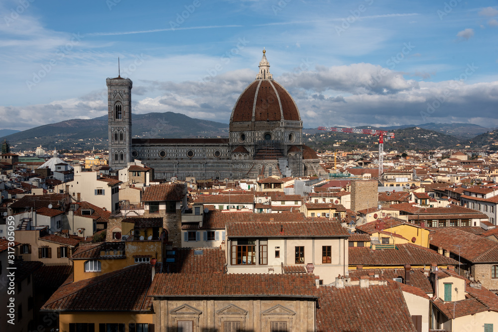 panorama of Florence from above with view of the cathedral