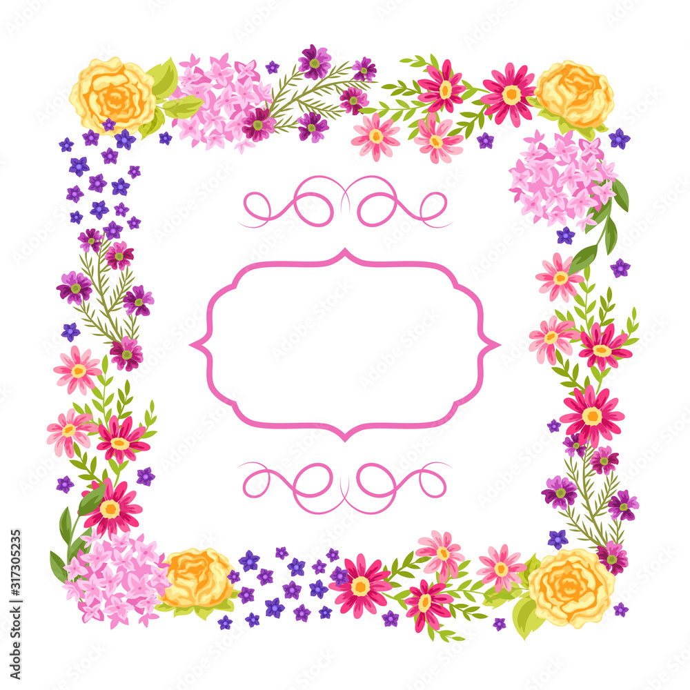 Frame with pretty flowers.