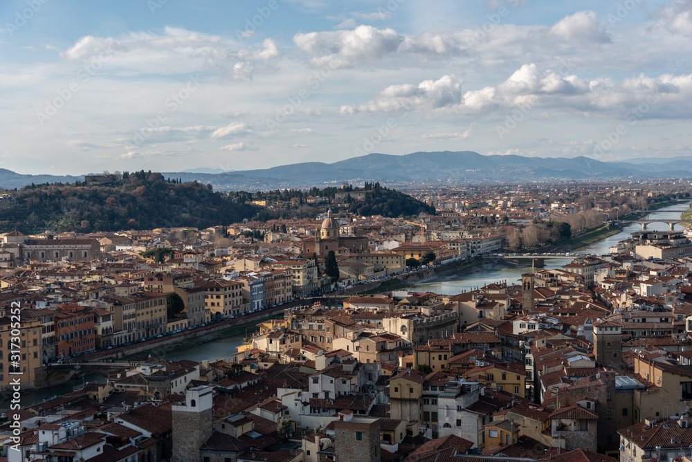 Panoramic view from the top of the city of Florence Tuscany