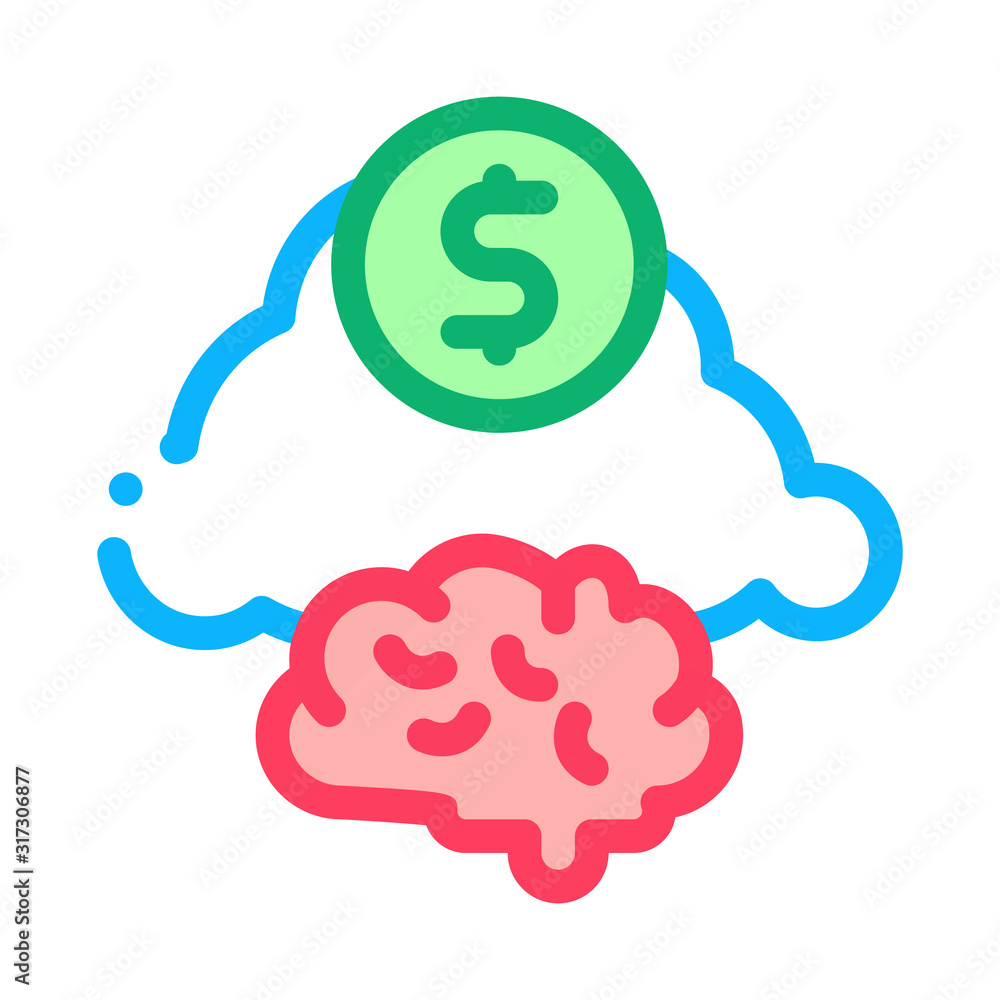 Brain Cloud Money Icon Vector. Outline Brain Cloud Money Sign. Isolated Contour Symbol Illustration Brain Cloud Money Icon Vector. Outline Brain Cloud Money Sign. Isolated Contour Symbol Illustration