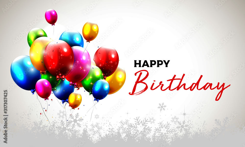 Happy Birthday typography vector design for greeting cards and poster with balloon, confetti and gift box, design template for birthday celebration. Happy Birthday typography vector design for greeting cards and poster with balloon, confetti and gift box, design template for birthday celebration.
