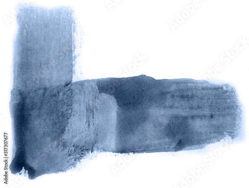 Abstract watercolor background hand-drawn on paper. Volumetric smoke elements. Navy blue color. For design, web, card, text, decoration, surfaces.