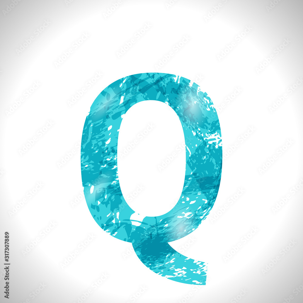 Grunge Symbol Q. Font Blue Brush Sketch Style. Grunge Symbol Q. Font Blue Brush Sketch Style.