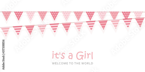 its a girl welcome greeting card for childbirth vector illustration EPS10