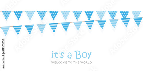 its a boy welcome greeting card for childbirth vector illustration EPS10