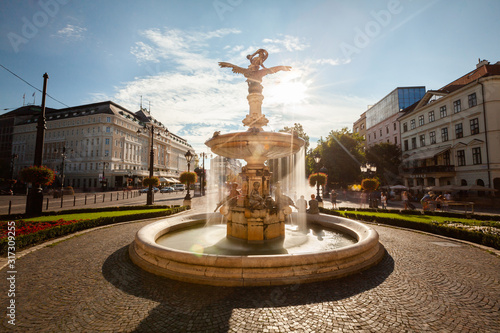 View of Ganymede's Fountain in Bratislava, Slovakia photo