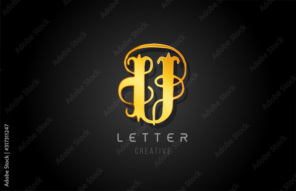 U gold golden letter alphabet design for logo company icon U gold golden letter alphabet design for logo company icon