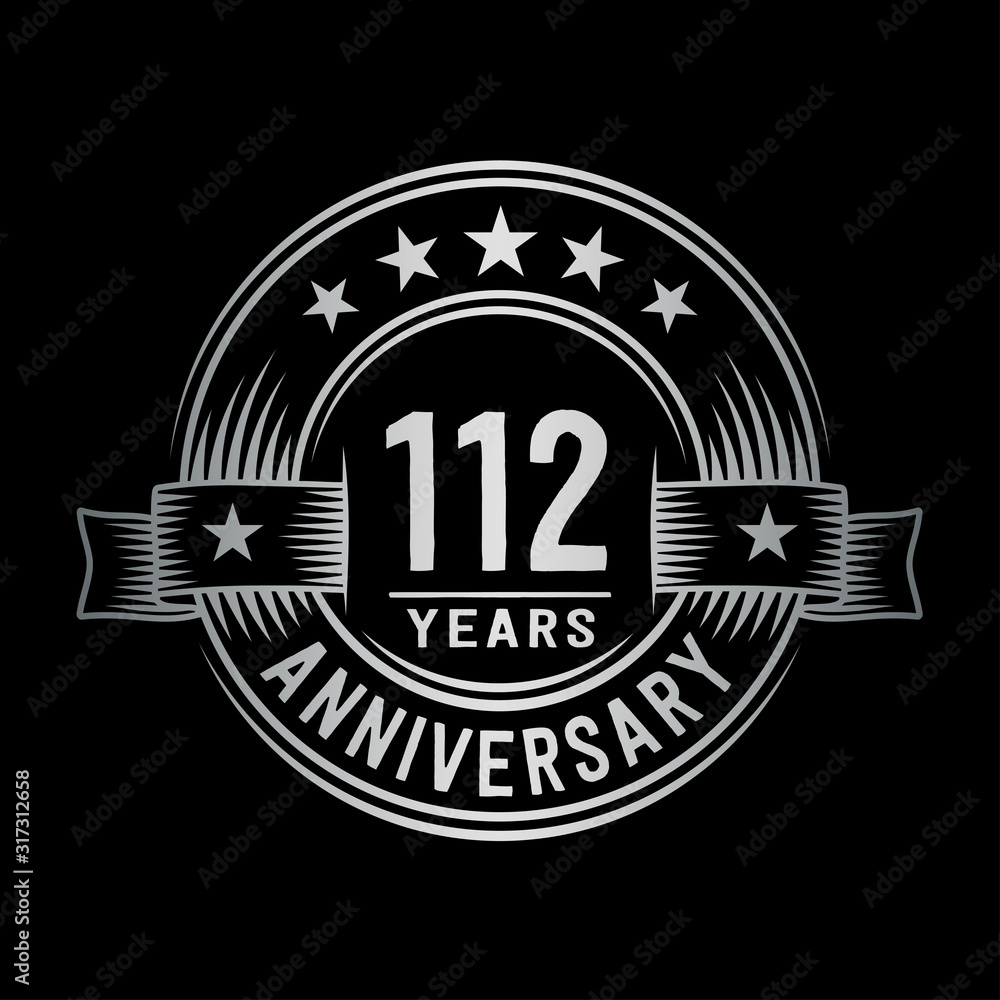 112 years anniversary celebration logotype. Vector and illustration.