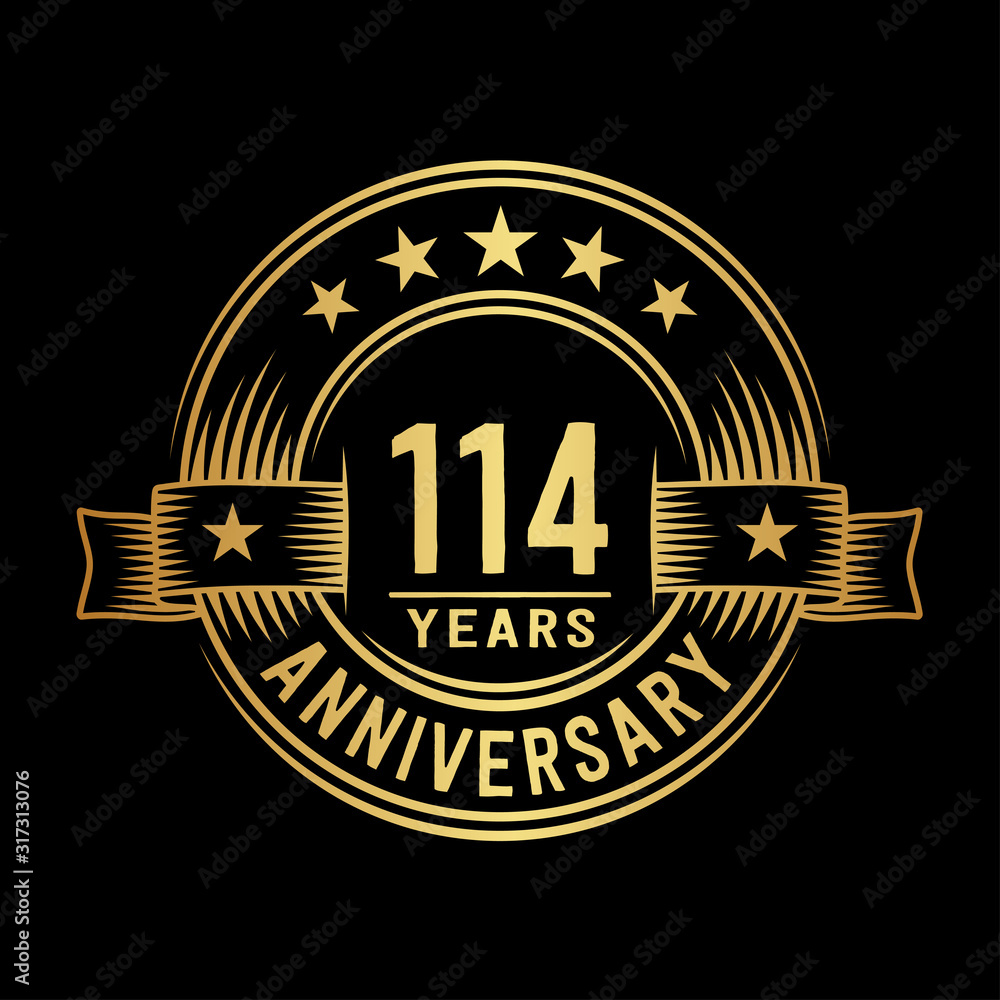 114 years anniversary celebration logotype. Vector and illustration.