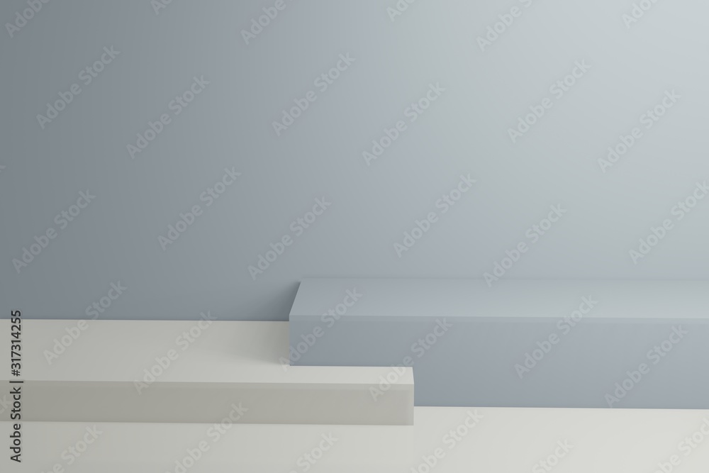 White and blue booth 3D rendering background wall, can be used for banner design items display background White and blue booth 3D rendering background wall, can be used for banner design items display background