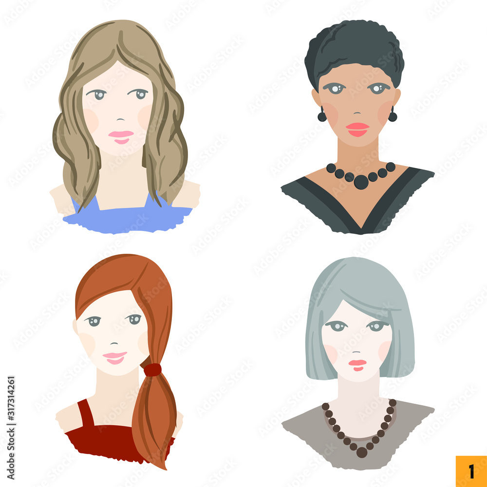 Set of portraits of avatars of cute different women isolated on a white background. Different age, nationalities, clothes and hair styles. Set of portraits of avatars of cute different women isolated on a white background. Different age, nationalities, clothes and hair styles.