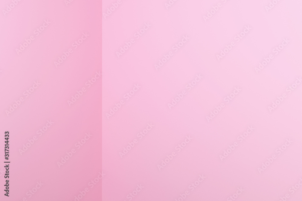 Empty corner with pink walls and black floor. Empty room studio gradient used for background and display your product. 3d illustration