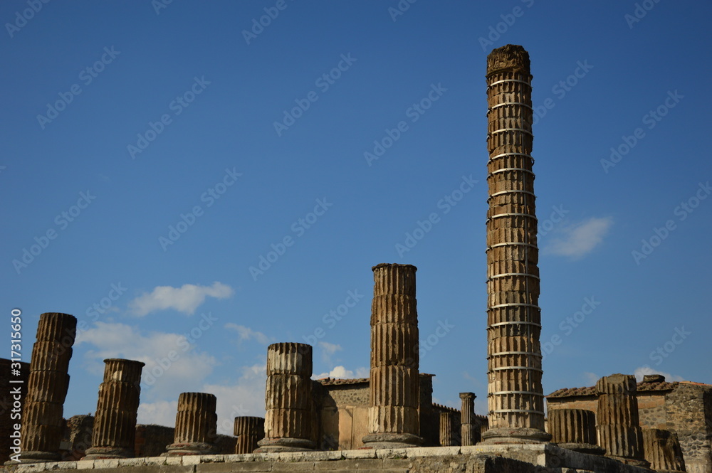 Closeup on the ruins of Pompeii